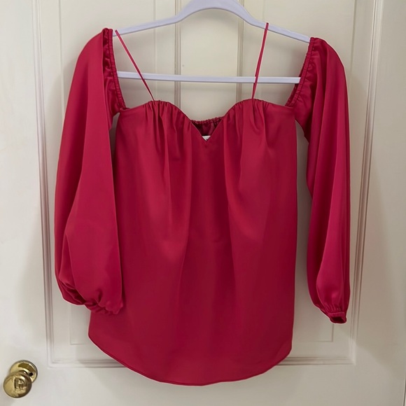 Lillie Ls O Neck Blouse Hot Pink Melange